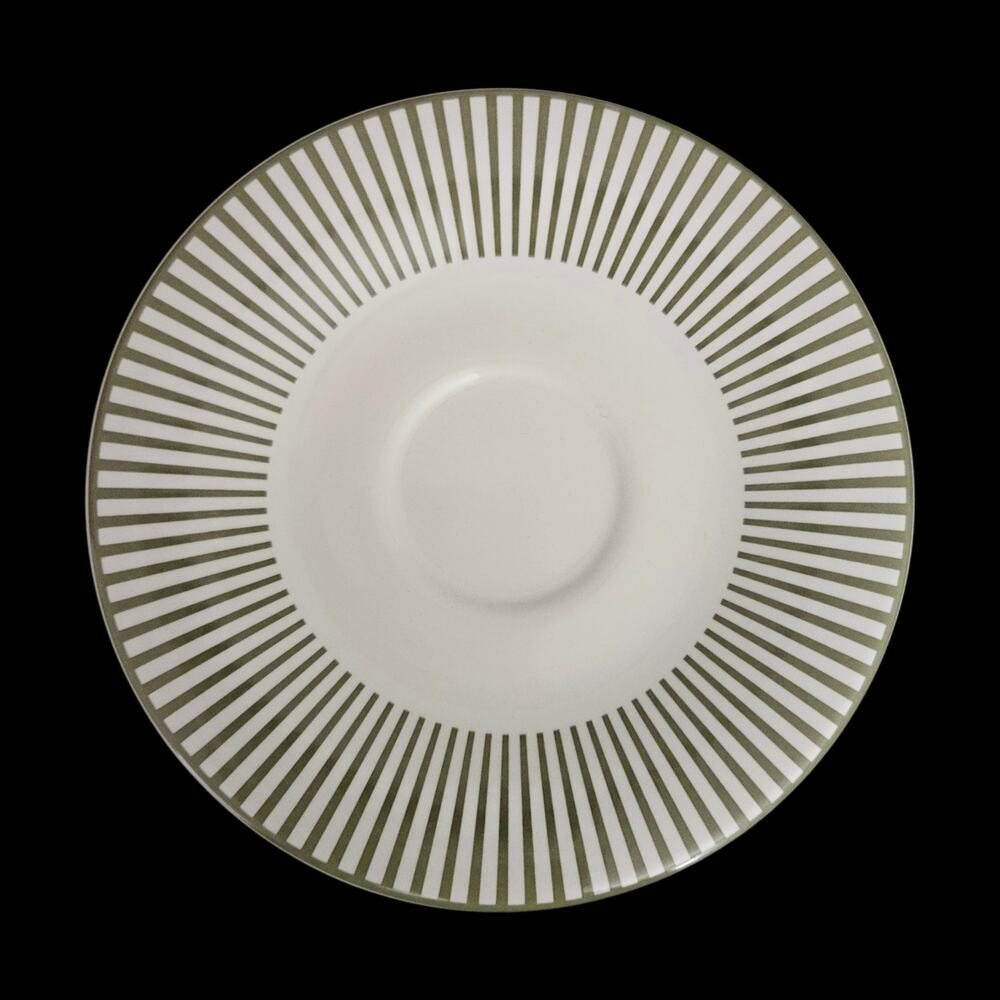 Set of 4 Martha Stewart Everyday White Gray Radial Stripe Saucers 6.75"